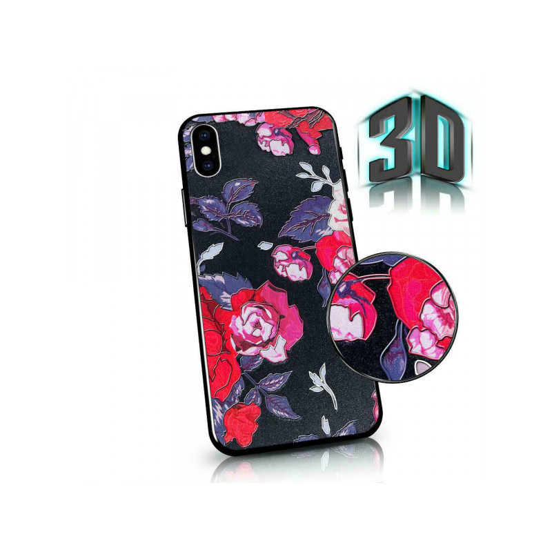 Viedtālruņa aizmugurējais vāciņš Huawei P40 Lite E Flowers 3D Black, With Design