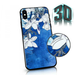 Viedtālruņa aizmugurējais vāciņš Apple iPhone 12 Mini Flowers 3D Blue, With Design