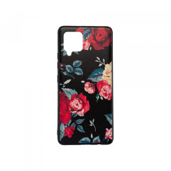 Viedtālruņa aizmugurējais vāciņš Samsung Galaxy A42 5G Flowers 3D Black, With Design