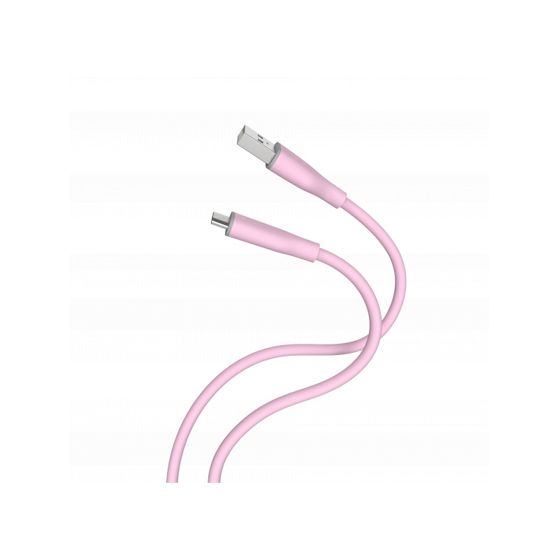 Kabelis Unravel Silicon USB-A to Micro USB Pink