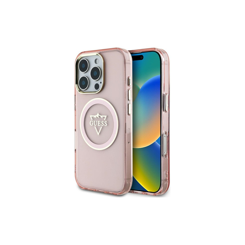 Viedtālruņa aizmugurējais vāciņš Apple iPhone 16 Pro Colored Circle Classic Logo Pink