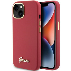 Viedtālruņa aizmugurējais vāciņš Apple Iphone 15 Script Metal Logo Red