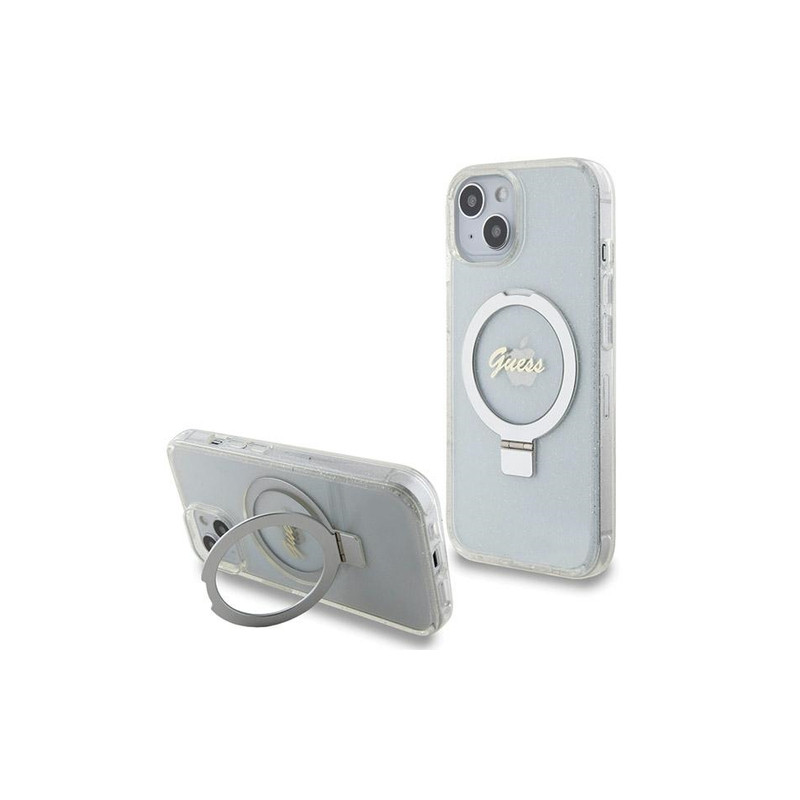 Viedtālruņa aizmugurējais vāciņš Apple Iphone 15 Ring stand Silver