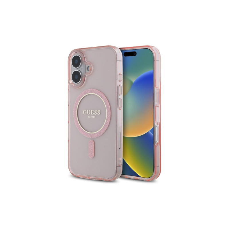 Viedtālruņa aizmugurējais vāciņš Apple Iphone 16 Hardcase IML Pink, Transparent