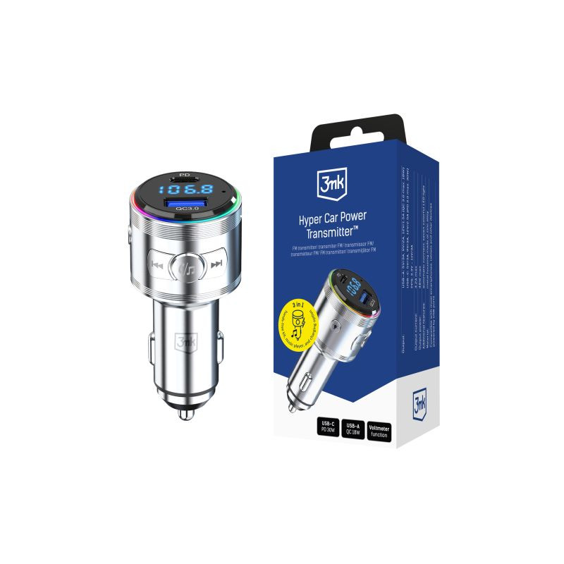 FM Modulators Car Power Transmitter 48W Silver