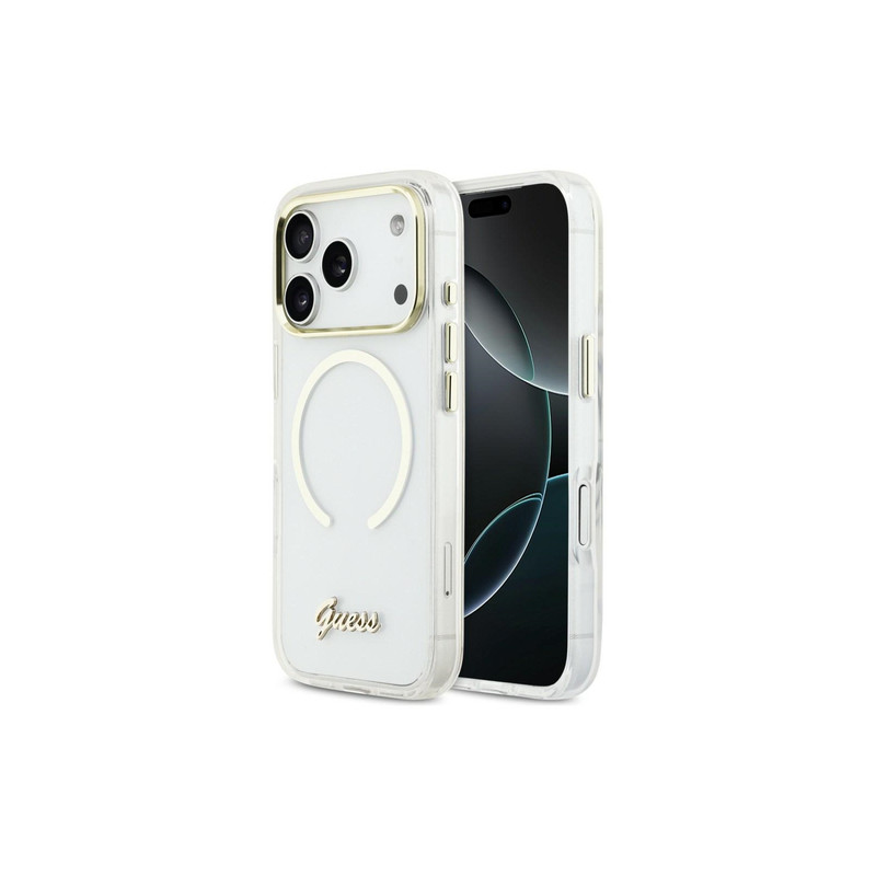 Viedtālruņa aizmugurējais vāciņš Apple iPhone 17 Pro IML Script Metal Mag Transparent