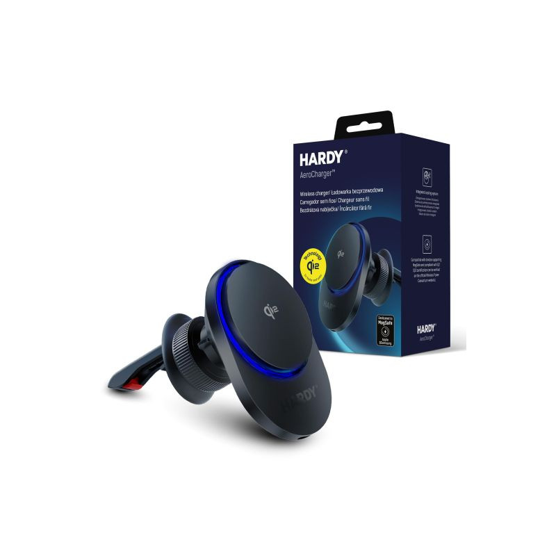 Viedtālruņa turētājs automašīnai Hardy AeroCharger 15W Qi2 Black