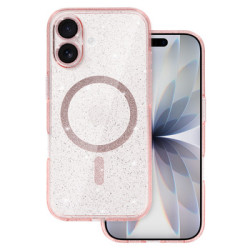 Viedtālruņa aizmugurējais vāciņš Apple iPhone 17 Glitter MagSafe Pink, Transparent