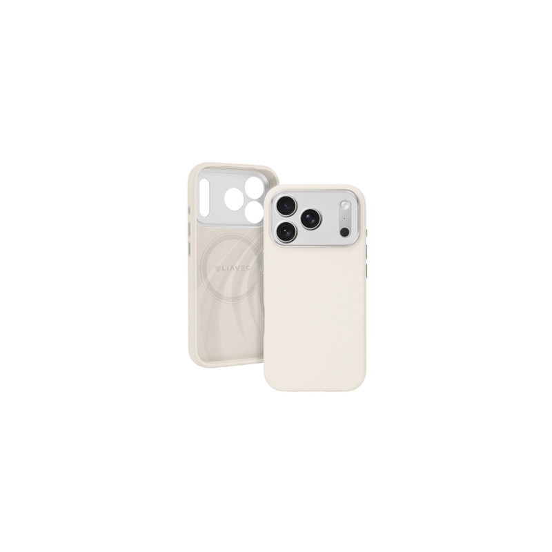 Viedtālruņa aizmugurējais vāciņš Apple iPhone 17 Pro Max Silk Shield Case Metal Frame Mag Beige
