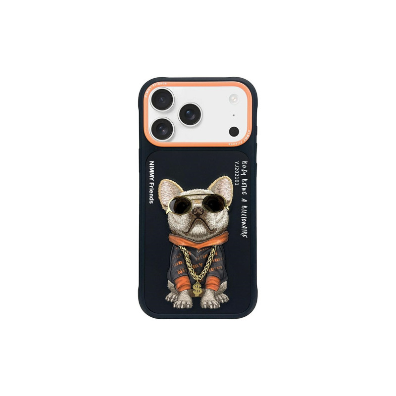 Viedtālruņa aizmugurējais vāciņš Apple iPhone 17 Pro Glasses Cool Dog Black