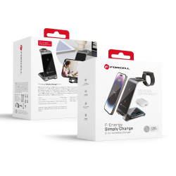Bezvadu lādētājs Wireless charger Forcell FEnergy 3in1 Simply Charge aluminium compatible with Apple Watch and Samsung Grey