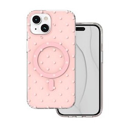 Viedtālruņa aizmugurējais vāciņš Apple Iphone 15 Bubble Dots Mag Peach