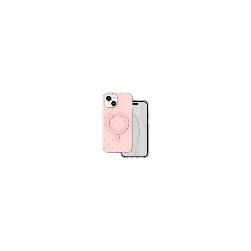 Viedtālruņa aizmugurējais vāciņš Apple Iphone 15 Bubble Dots Mag Peach