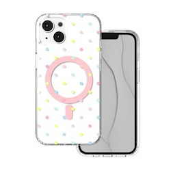 Viedtālruņa aizmugurējais vāciņš Apple iPhone 14 Bubble Dots Mag White