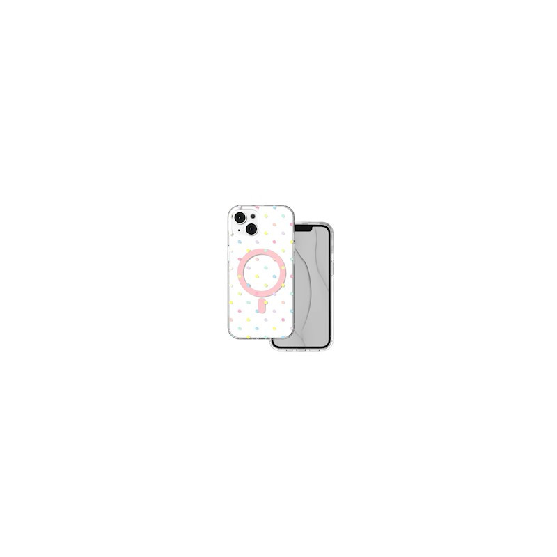 Viedtālruņa aizmugurējais vāciņš Apple iPhone 14 Bubble Dots Mag White