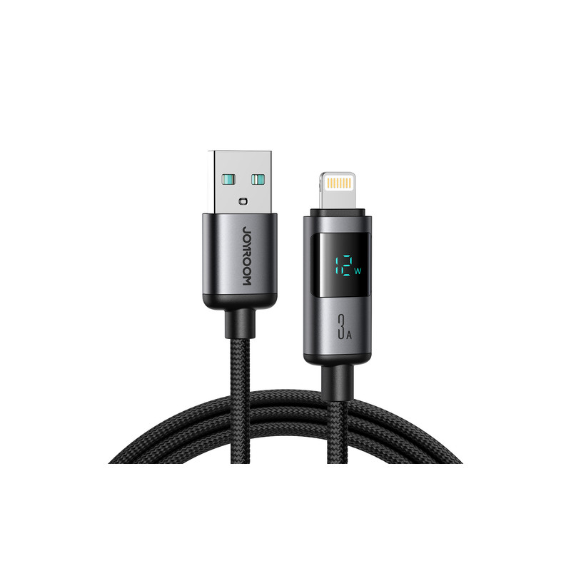 Kabelis S-A16 Lightning - USB A 3A 1.2m Black