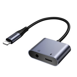 Kabeļa pārveidotājs SY-L01 Lightning to Lightning / 3.5 mm mini jack DAC adapter 2in1 Black
