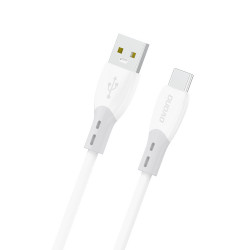 Kabelis L25ST 5A USB-A - USB-C Cable with Soft Silicone Braid 1 m White