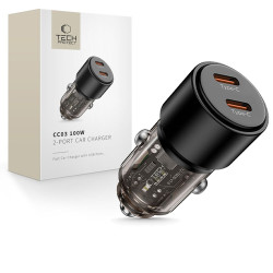 Auto lādētājs CC03 2-port PD100W car charger Black