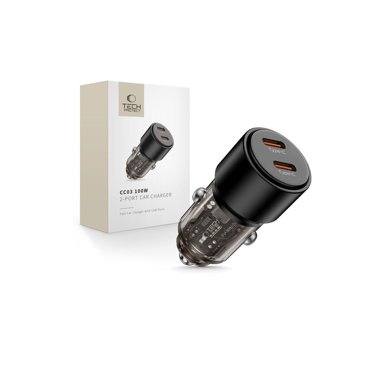 Auto lādētājs CC03 2-port PD100W car charger Black