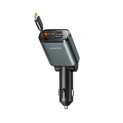 Auto lādētājs JR-CCL07 3-in-1 Car Charger with Built-in Retractable Cable Dark grey
