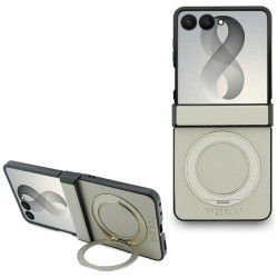 Viedtālruņa aizmugurējais vāciņš Samsung Galaxy Z Flip 8 Magnetic Ring Stand Grained Classic Beige