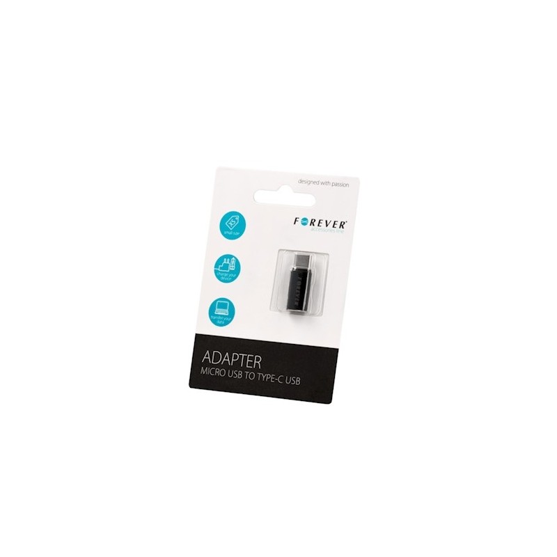 Universal adapter microUSB - USB-C Melns