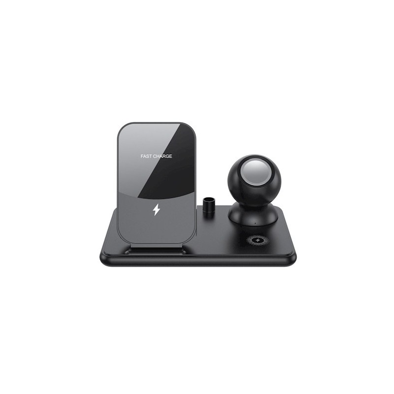 Universal wireless charger W58 4in1 15W Melns